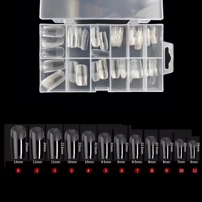 120 faux ongles semi-translucides transparents en forme de cercueil, capsules d'ongles à presser, à