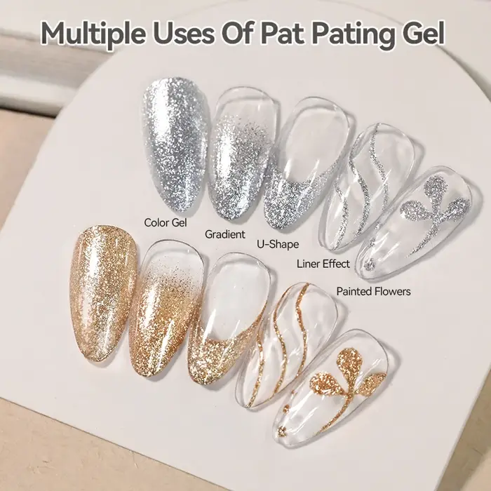 UR SUGAR Glimmer Pat Painting Gel Vernis à Ongles Or Argent pour French Manucure DIY, pour Dessins de Lignes, Fleurs, Effets Peints et Estampés