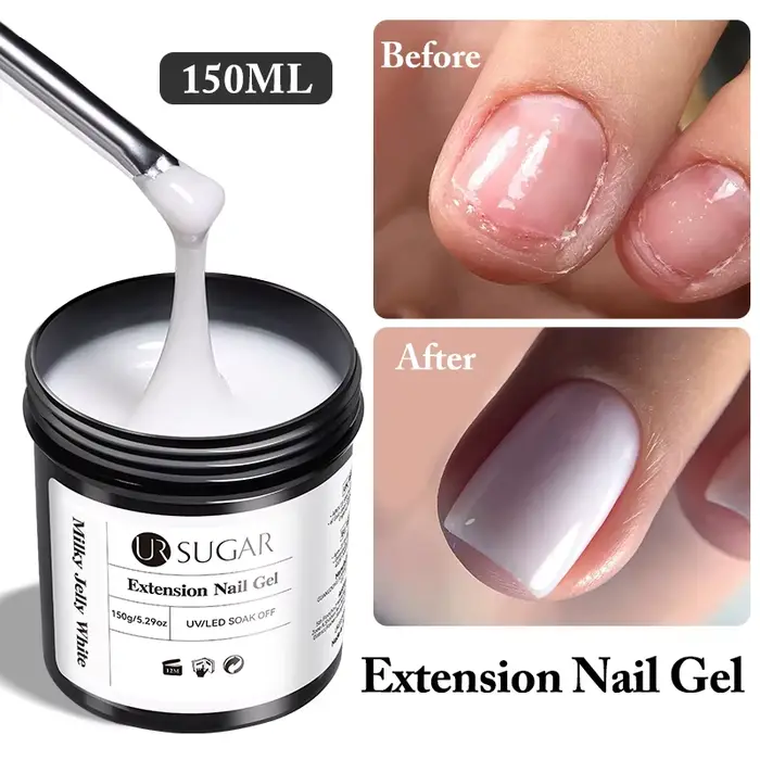 UR SUGAR 150g Gel d'extension rapide gelée rose blanc laiteux Camouflage doigt français Gel dur UV LED Gel Nail Art Design manucure
