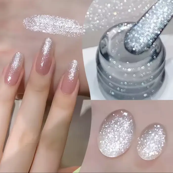 MIANEL 1 pièce 12ML Vernis à ongles gel scintillant blanc effet strobe fin pour l'été et les mariages