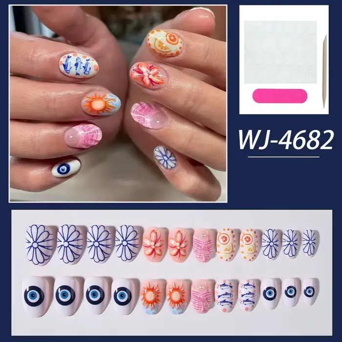 24 faux ongles en gel 3D Ellipse