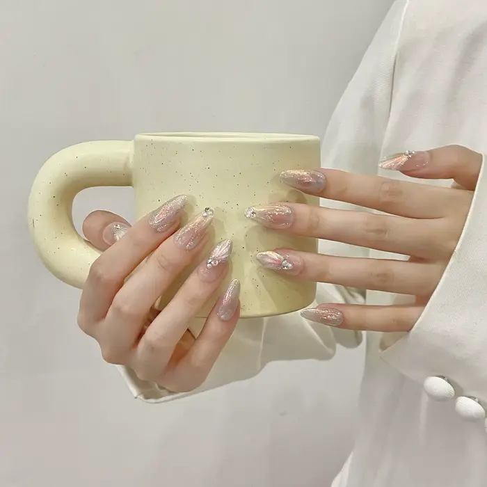 10 pièces brillant fée presse sur les ongles Aurora sirène coquille conception faux