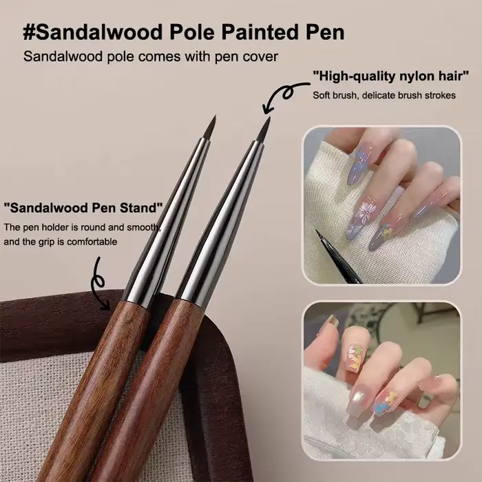 Pinceau à manche en bois de santal pour nail art