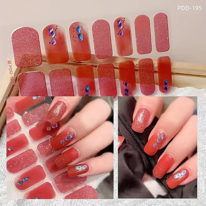 Autocollants Floristiques pour Ongles en Gel Semi-durci, 14 Bandes, Couverture Complète, DIY