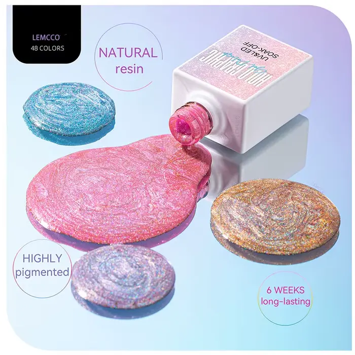 Eleanos nouveau 48 pièces paillettes Laser Gel vernis à ongles ensemble avec livre de couleur