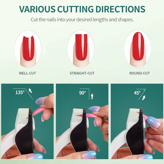Nailpop coupe-ongles en forme de U acrylique faux ongles ciseaux pointe d'ongle coupe-bord manucure avec Sizer outils de coupe précis