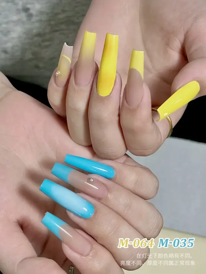 2 couleurs 15ML jaune et bleu ensemble de Gel pour ongles Semi Permanent Nail Art trempage UV LED Salon de manucure