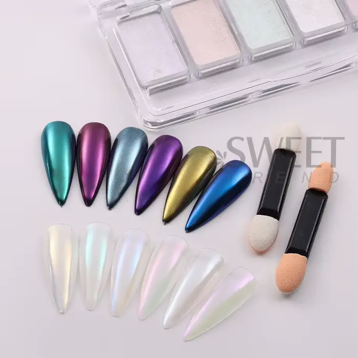 Poudre à ongles chromée 6 couleurs