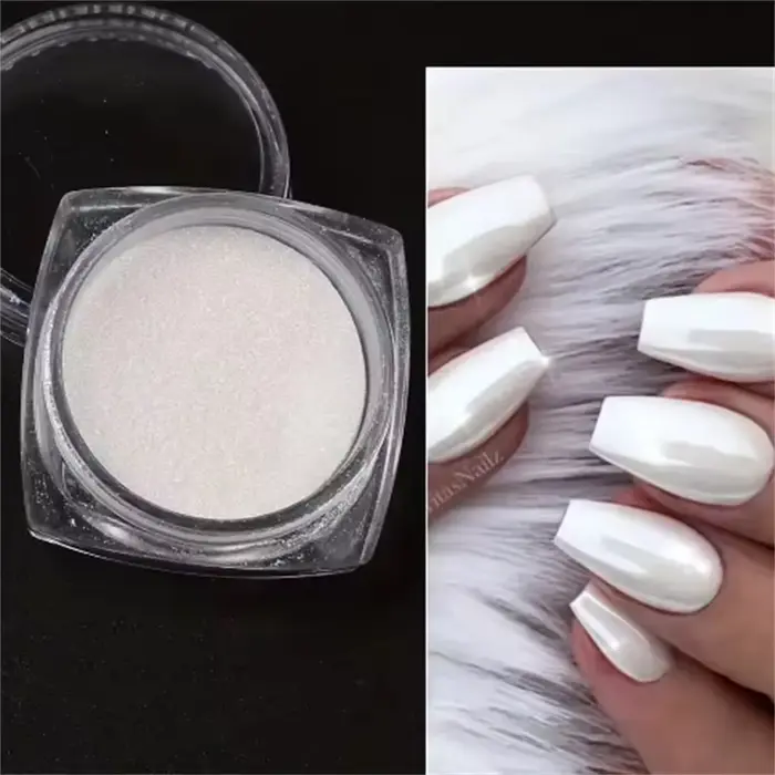 1 boîte de poudre à ongles miroir perle de clair de lune