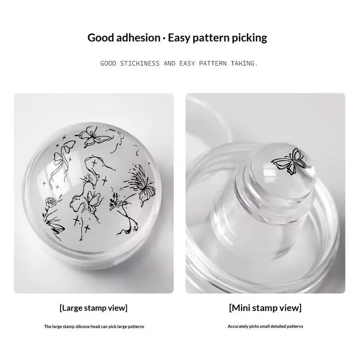 Outil de tamponnage pour ongles en silicone à double tête, transparent, pour manucure française, modèle DIY pour la création de motifs d'ongles en salon et à domicile