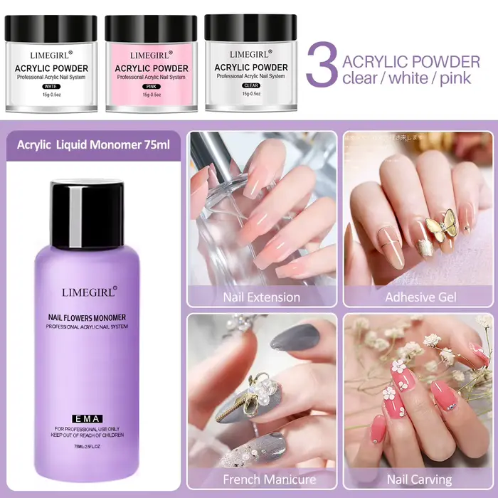 Poudre acrylique pour ongles et monomère liquide