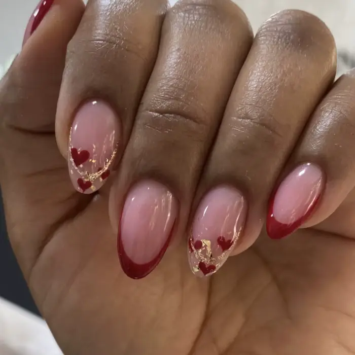 24 pièces saint valentin presse sur ongles ensemble court en forme d'amande brillant rouge ongles av