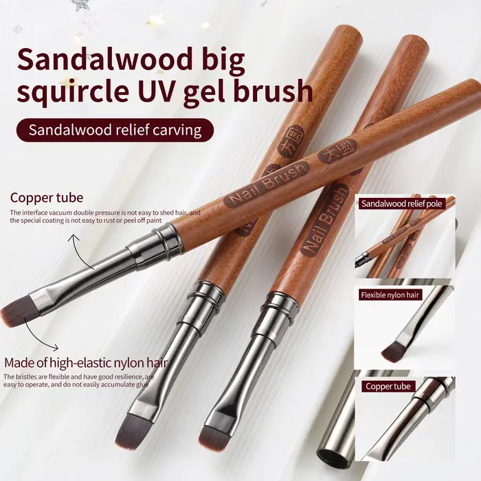 Pinceau de peinture sur Gel en bois, 3 pièces, constructeur d'ongles, brosse acrylique pour manucure