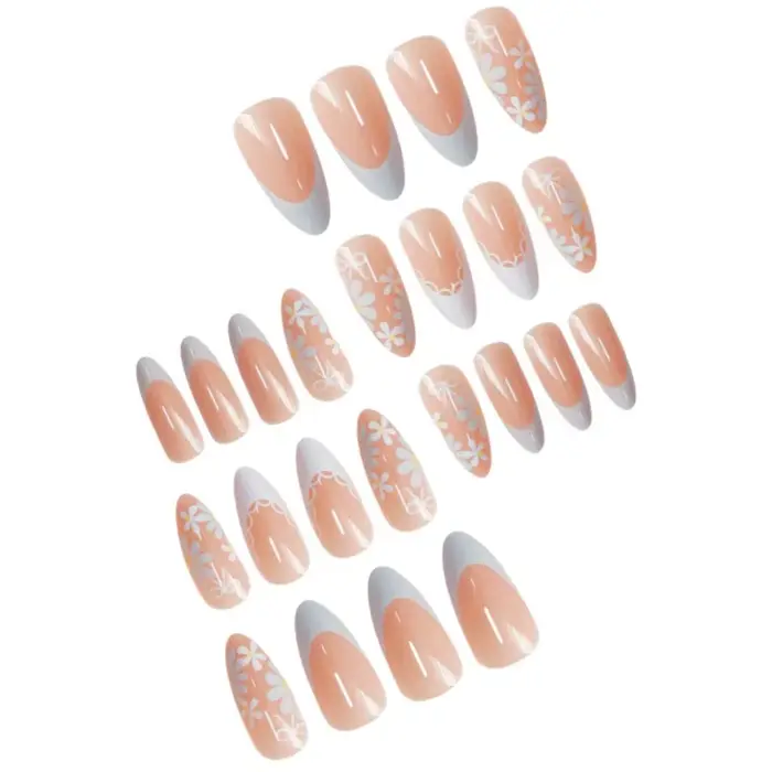 24 faux ongles frais en forme d'amande avec colle