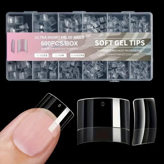 600 morceaux de faux ongles courts français