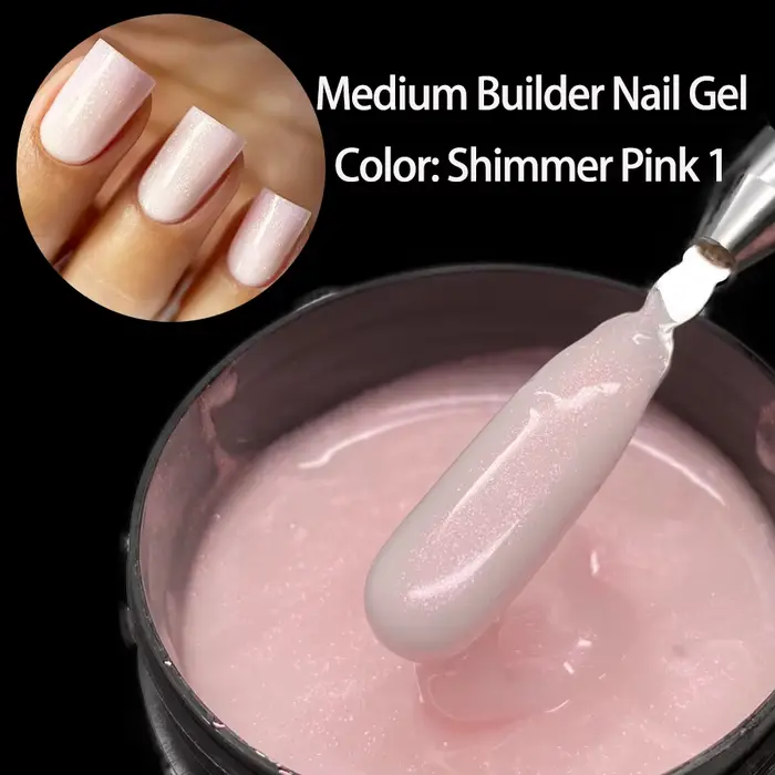 Jillnails 100g Shimmer Rose blanc laiteux Rose constructeur Gel pour ongles Extensions auto-nivelant