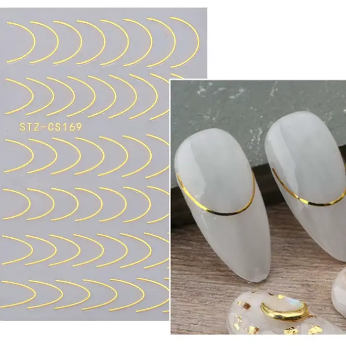 Feuilles Autocollantes à Motif Géométrique de Style Français pour Ongles