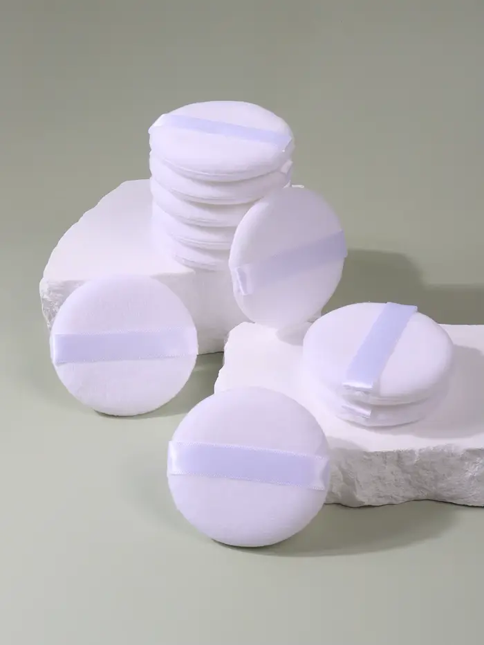 Bouffée de poudre ronde blanche de haute qualité, Portable et pratique, pour Base et fixation du maq