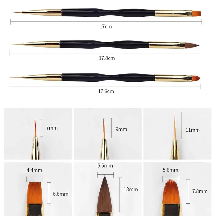 3 pièces/ensemble acrylique français rayure Nail Art ligne peinture stylo 3D conseils manucure mince