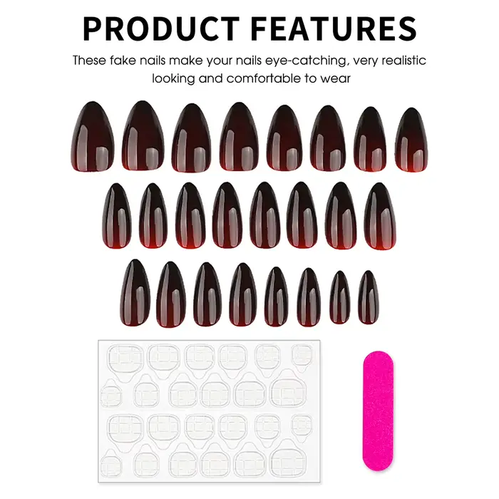 Presse gothique rouge foncé sur les ongles