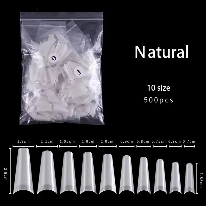 500 pièces faux ongles Art conseils français naturel Transparent cercueil faux ongles conseils acryl