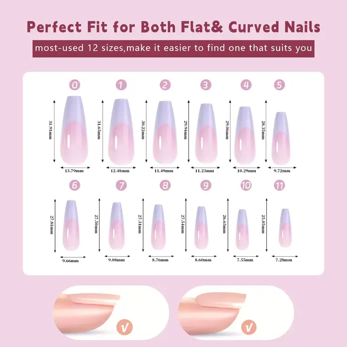 Faux ongles de ballet français colorés à 24 grilles