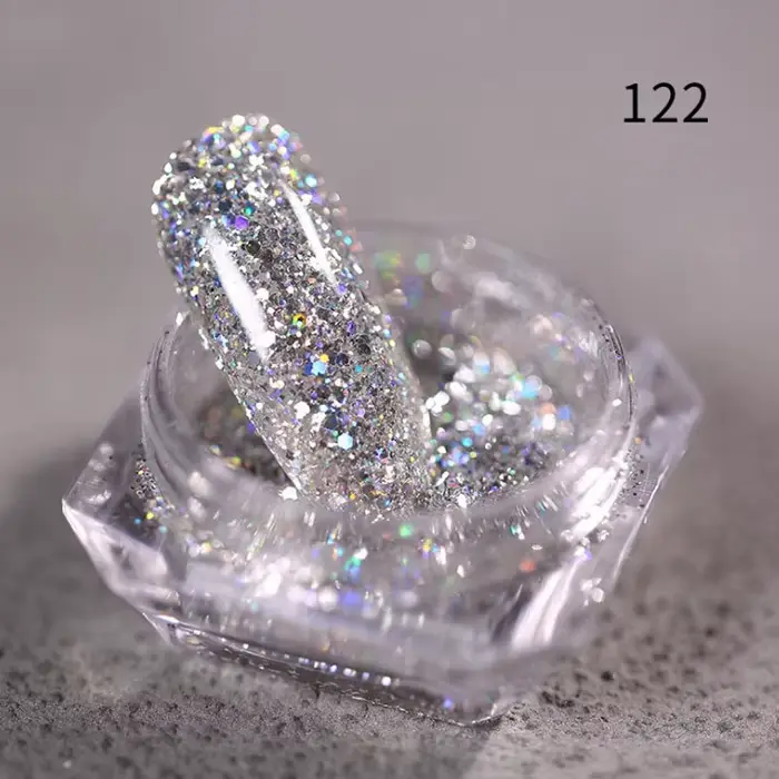 Nail Art bricolage nouvelle poudre de platine chaude 3D mélangée 8 couleurs ensembles de poussière d