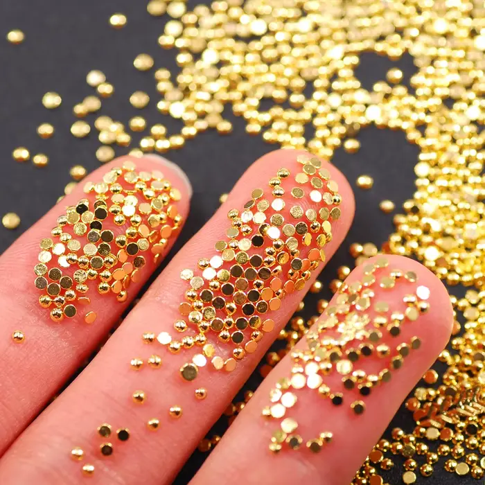 Perles en alliage de métal pour manucure, breloques 3D pour nail art, pierres précieuses, or, 1000, 