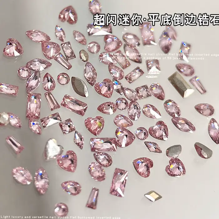 Mini strass blanc/rose/champagne or, 100 pièces, Zircon Flash inversé, fond plat, accessoires de lux