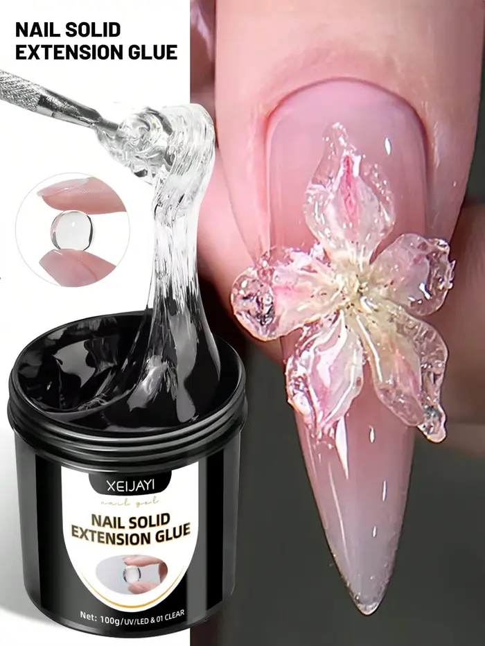 XEIJAYI 100g Gel d'extension transparent anti-adhésif pour les mains, gel UV LED durable pour extens
