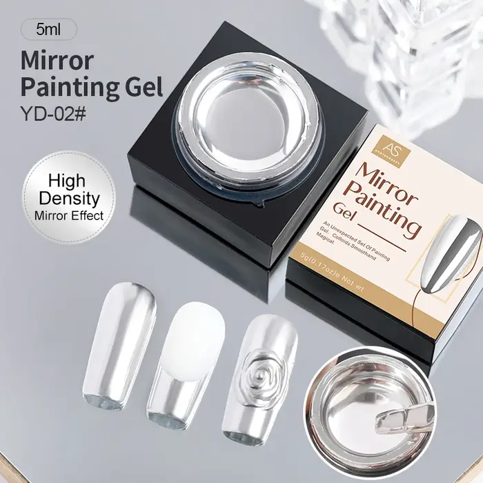 AS 5ml argent métallique peinture Liner Gel vernis Super brillant miroir Gel