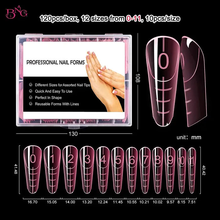 BNG français ongles double formes carré amande Extension d'ongle moules rose moule de construction rapide pour manucure française 120/140 pièces