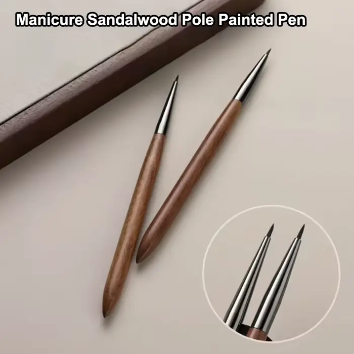 Stylo à Gel UV pour ongles en bois de santal, brosse pour Nail Art, peinture florale, stylo de dessi
