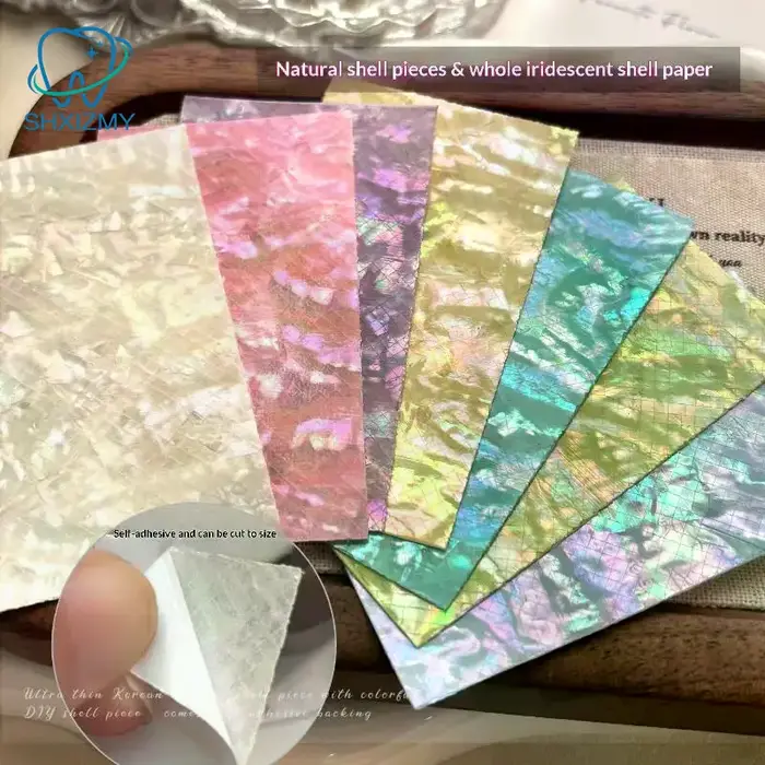 Autocollants pour ongles en coquillage coloré naturel, 1 pièce, décalcomanies de décoration d'ongles multicolores élégantes et exquises, breloque auto-adhésive pour ongles, DIY bricolage