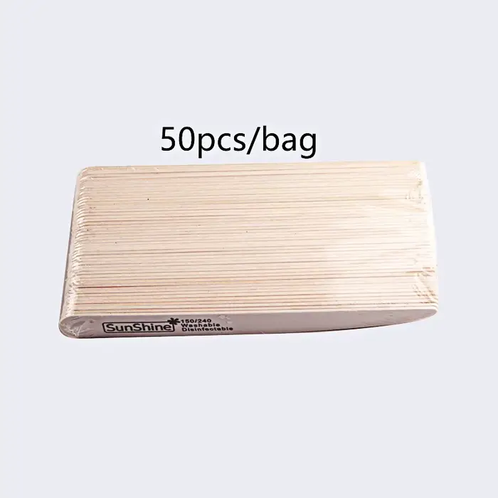 50 pcs/lot limes à ongles en bois blanc 150/240 manucure pédicure soin Nail Art pour UV Gel vernis tampon blocs outil