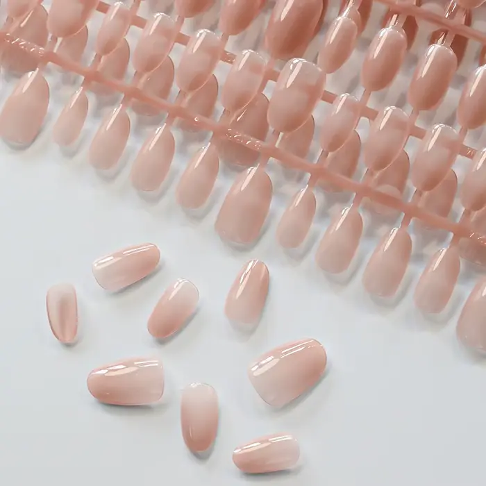 150 pièces dégradé nu court amande faux ongles XS/S/M taille brillant couverture complète presse