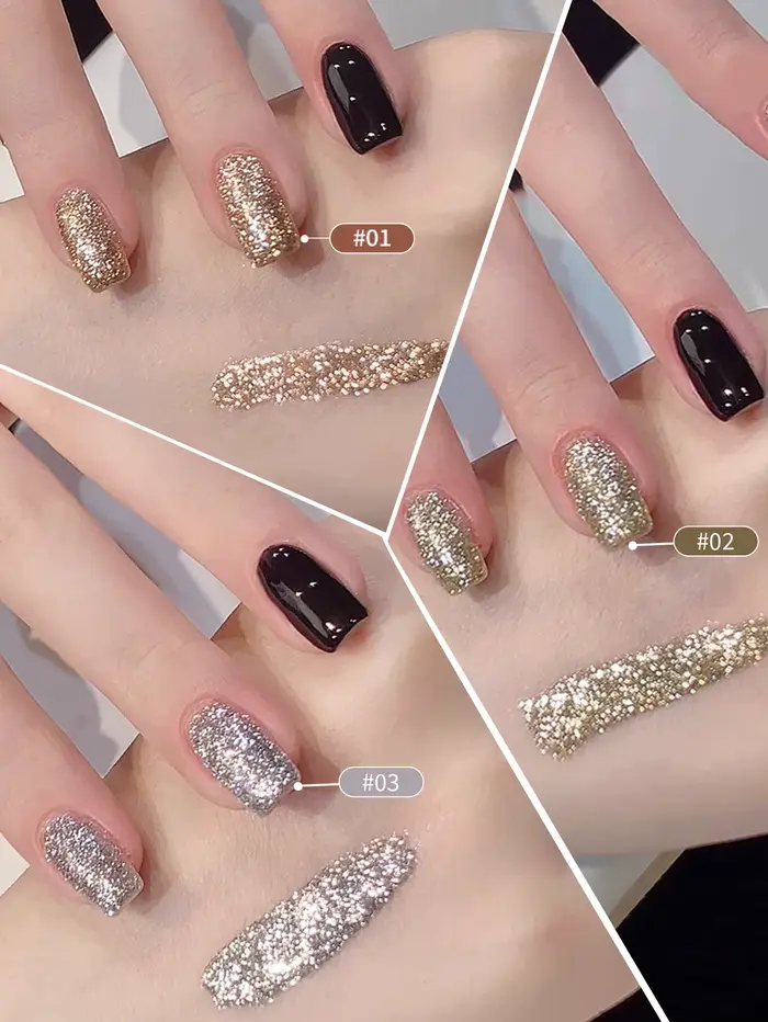 Vernis à ongles d'hiver à paillettes réfléchissantes