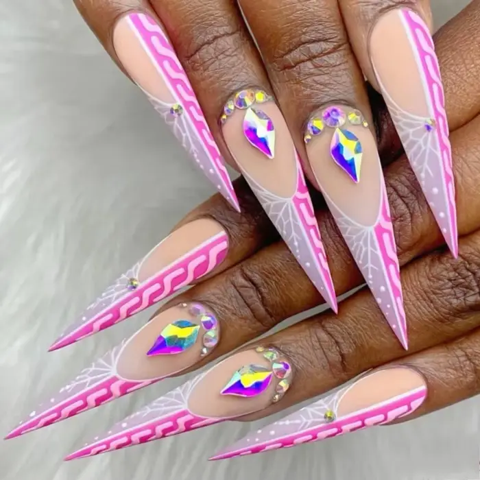 Faux Ongles Longs en Forme d'Amande pour Halloween