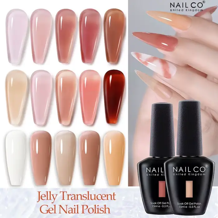 NAILCO 15ML Vernis à Ongles Gel Hiver Maillard Jelly Amber Bouteille Noire Semi-Permanent Soak Off UV LED pour Nail Art