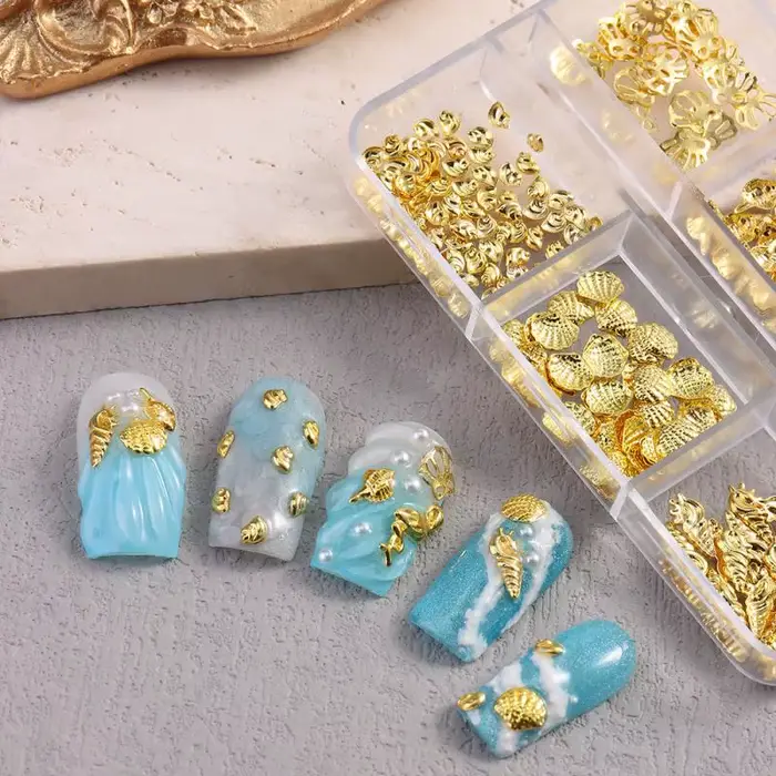 1 Boîte de Breloques 3D pour Ongles Thème Océan Estival