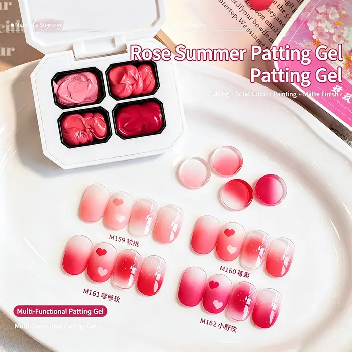 MIANEL MeiMei Summer Snap Gel 2026 Nouveau Gel à Ongles Rose Rouge Peint à la Main, Quatre Grilles, Sans Rinçage, Haute Saturation, Facile à Estomper