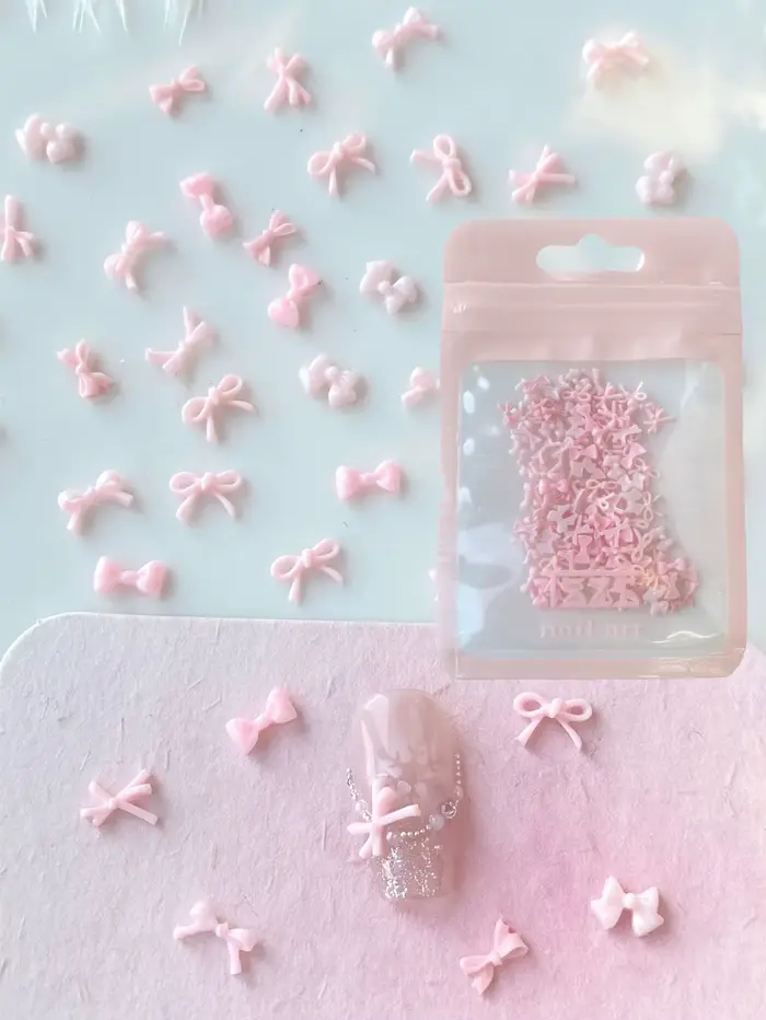 Mini nœud rose en résine pour Nail Art, 100 pièces, breloques en forme de mélange, ruban à nœud papi