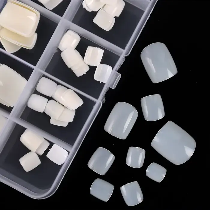 100 pièces faux orteils ongles français carré Nature blanc clair