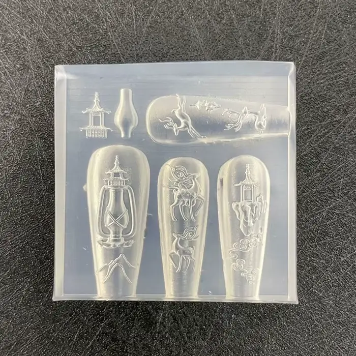 Ensemble de modèles de manucure à faire soi-même, avec nœuds en Silicone, Design Nail Art 3D pour fo