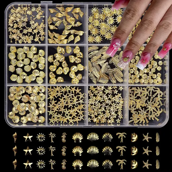 12 Formes Mixtes de Clous Métalliques pour Nail Art