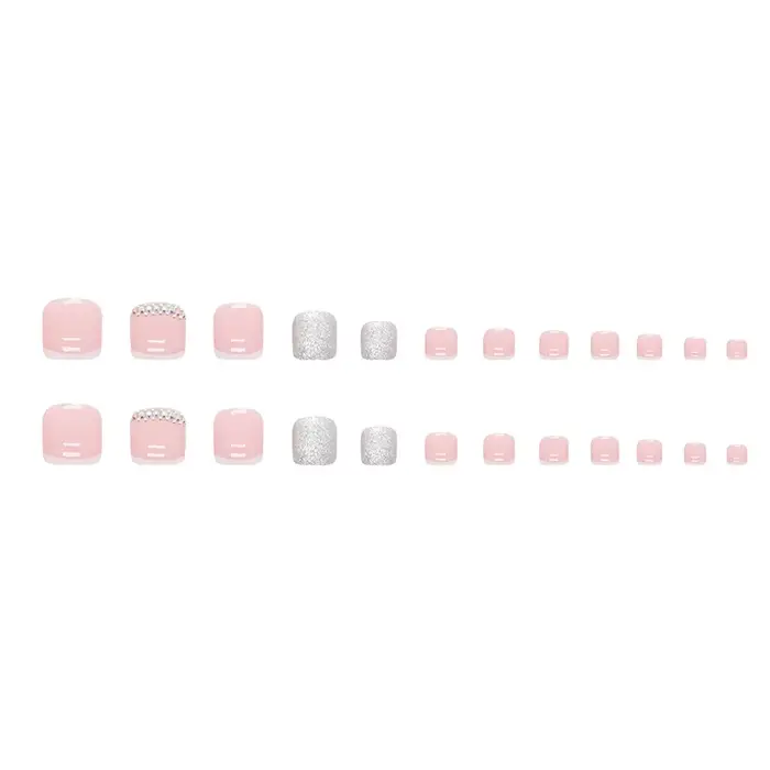 24 faux ongles de pieds avec colle