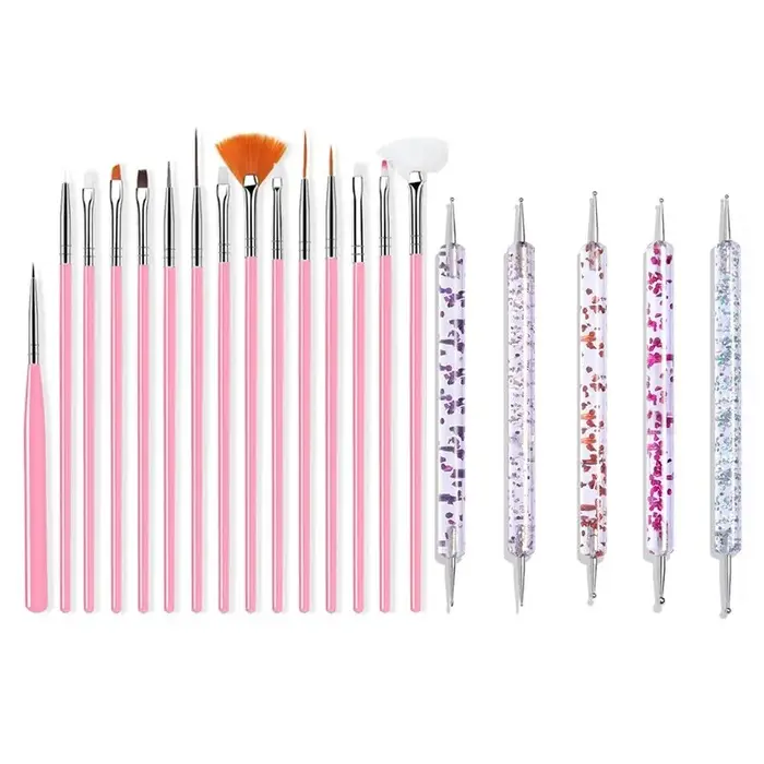 Ensemble de pinceaux à ongles professionnels, outils de manucure, conception de pointe, peinture, dessin, stylo à pois, ensemble de pinceaux à ongles, 5 pièces, 20 pièces
