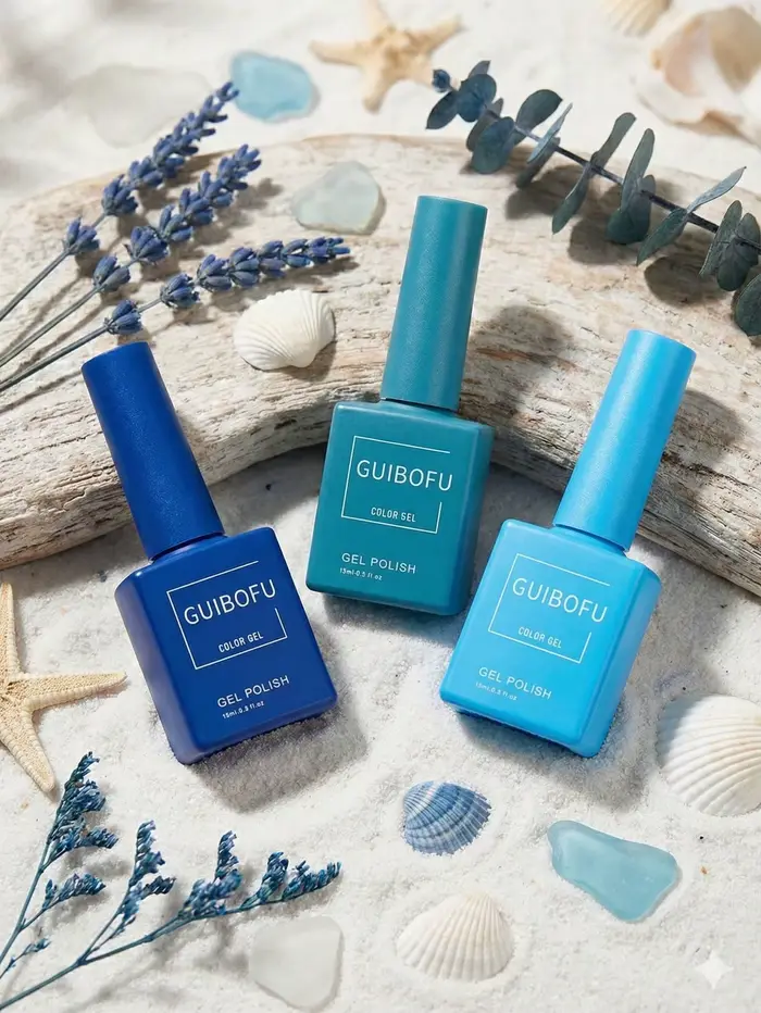 Lot de 3 vernis gel bleu roi 15 ml
