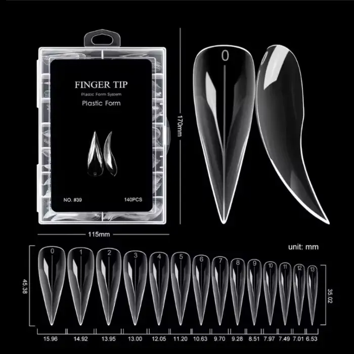 140 pièces/boîte ongles Stiletto courts et incurvés double forme pour Extension d'ongles griffe de chat 3D acrylique couverture complète moules conseils sculpturales conception