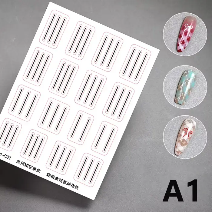 Bande de manucure française, formes d'ongles, Guides de pointe de frange, autocollant, ligne ondulée
